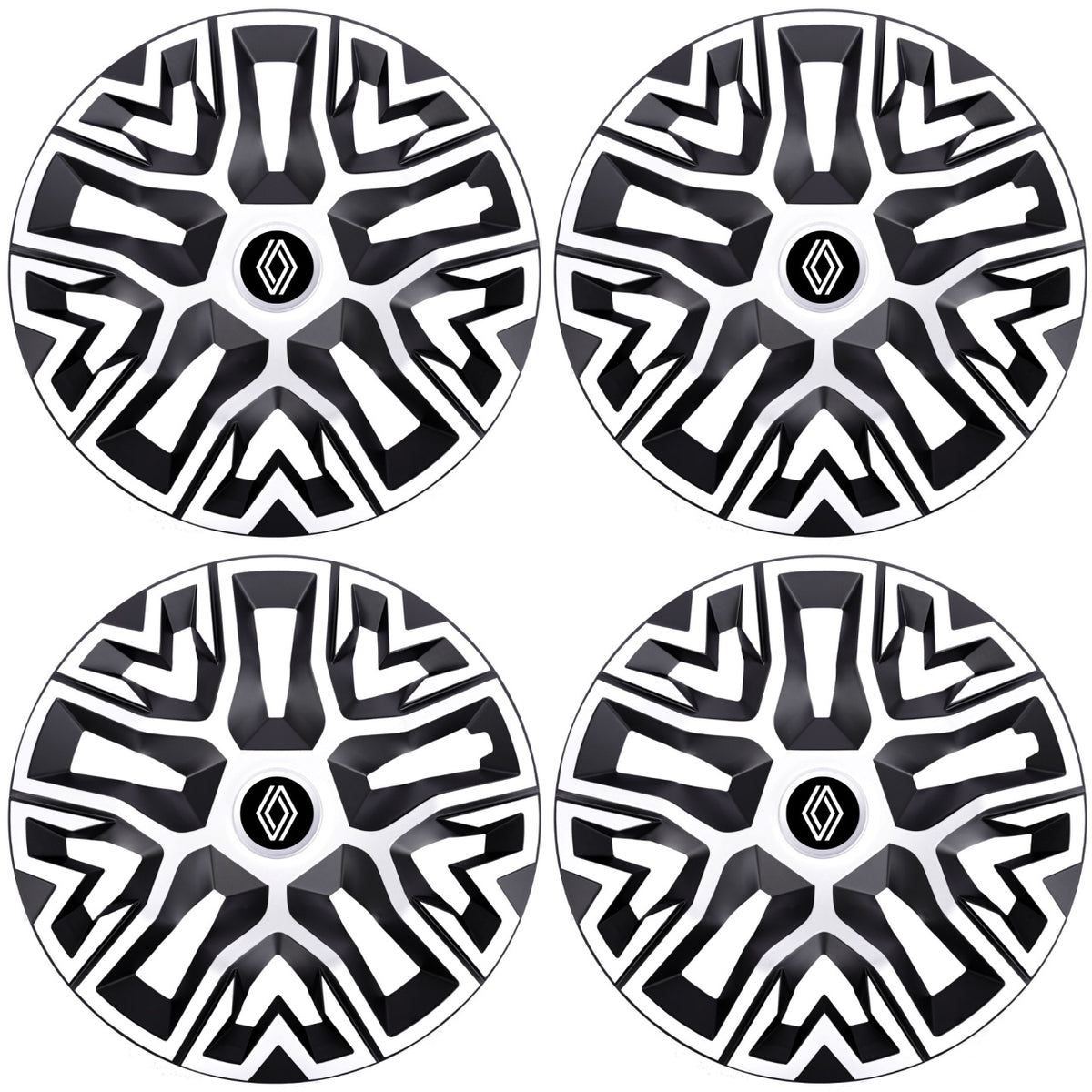 Set 4 Capace Roti 14 `` Best Alb-Negru, Compatibile Cu Renault Nou