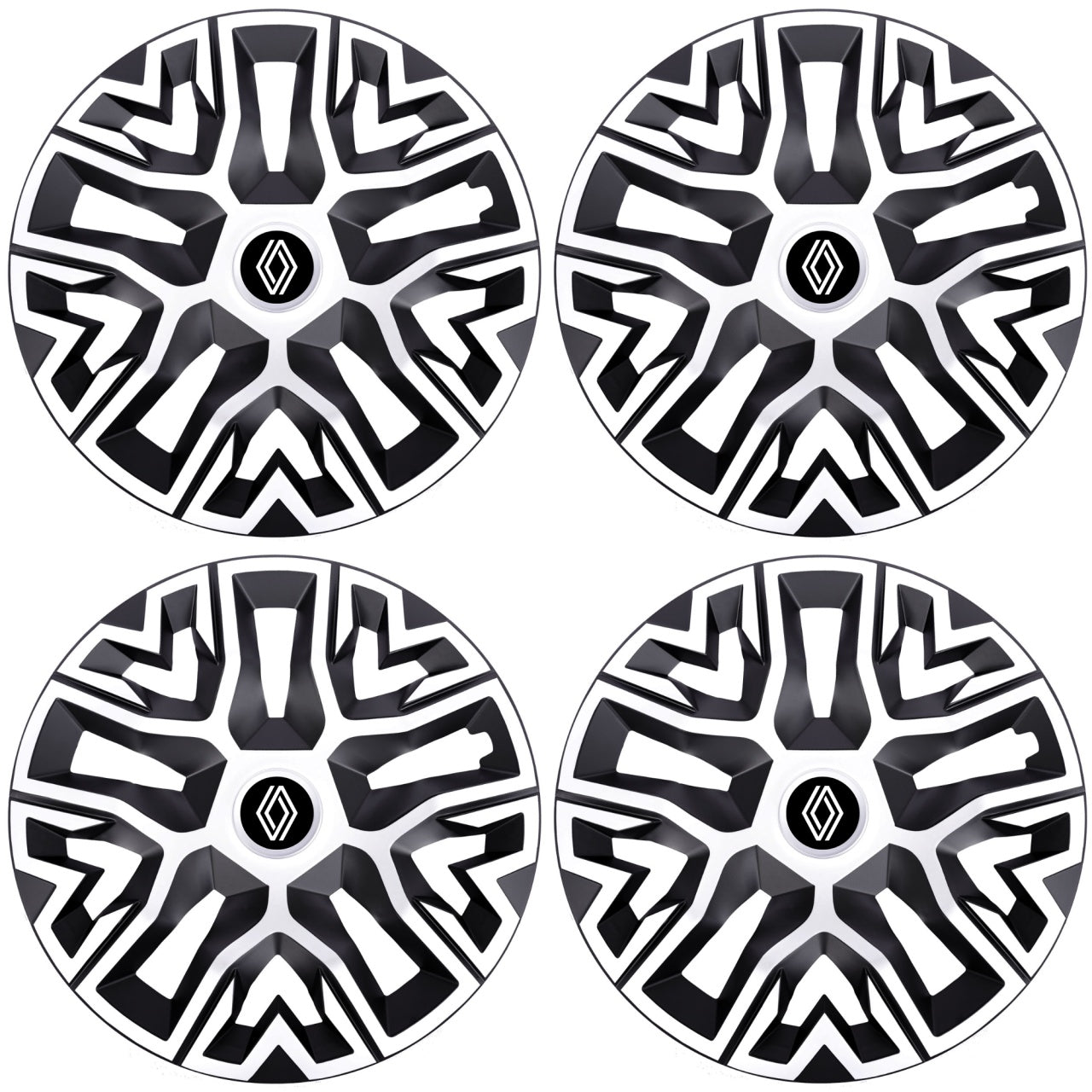 Set 4 Capace Roti 14 inchi (R14), Best Alb-Negru, Compatibile Cu Renault Nou