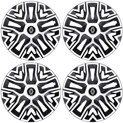 Set 4 Capace Roti 14 `` Best Alb-Negru, Compatibile Cu Renault Nou