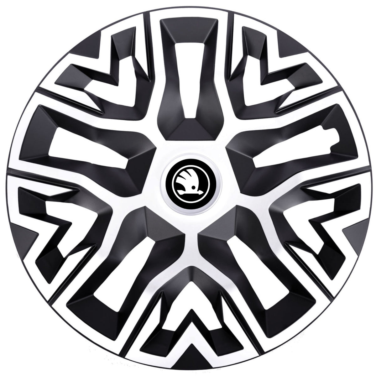 Set 4 Capace Roti 14 " Best Alb-Negru, Compatibile Cu Skoda Nou
