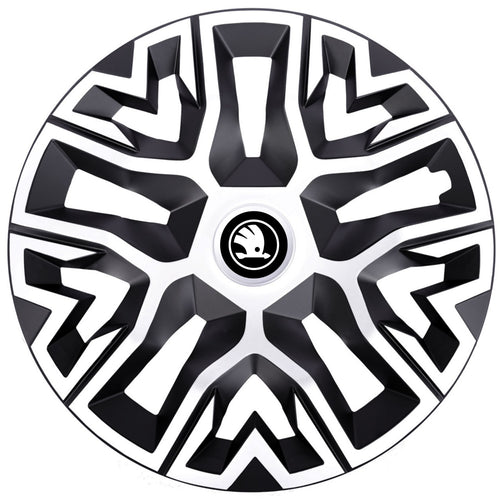 Set 4 Capace Roti 14 " Best Alb-Negru, Compatibile Cu Skoda Nou