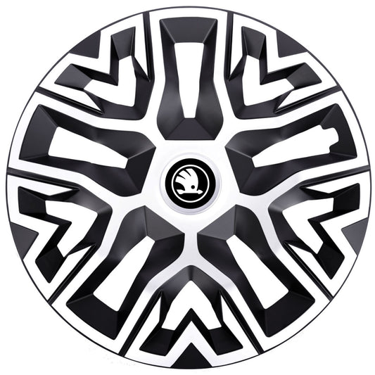 Set 4 Capace Roti 14 " Best Alb-Negru, Compatibile Cu Skoda Nou