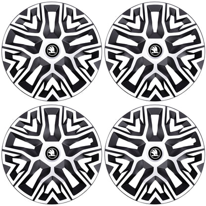 Set 4 Capace Roti 14 " Best Alb-Negru, Compatibile Cu Skoda Nou