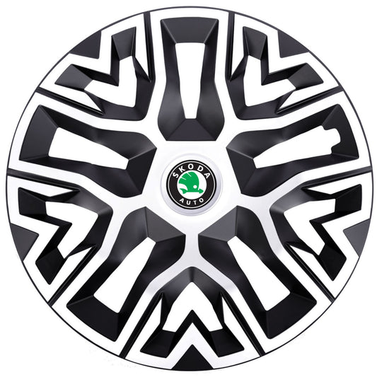 Set 4 Capace Roti 14 inchi (R14), Best Alb-Negru, Compatibile Cu Skoda