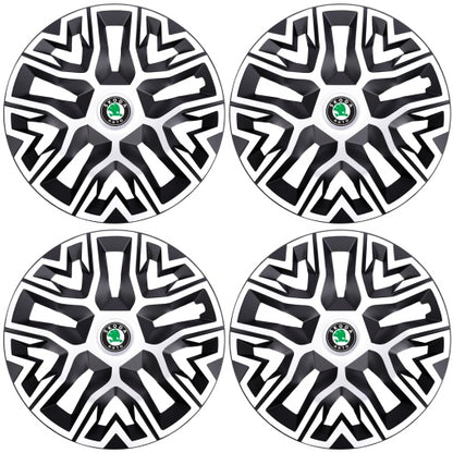 Set 4 Capace Roti 14 `` Best Alb-Negru, Compatibile Cu Skoda