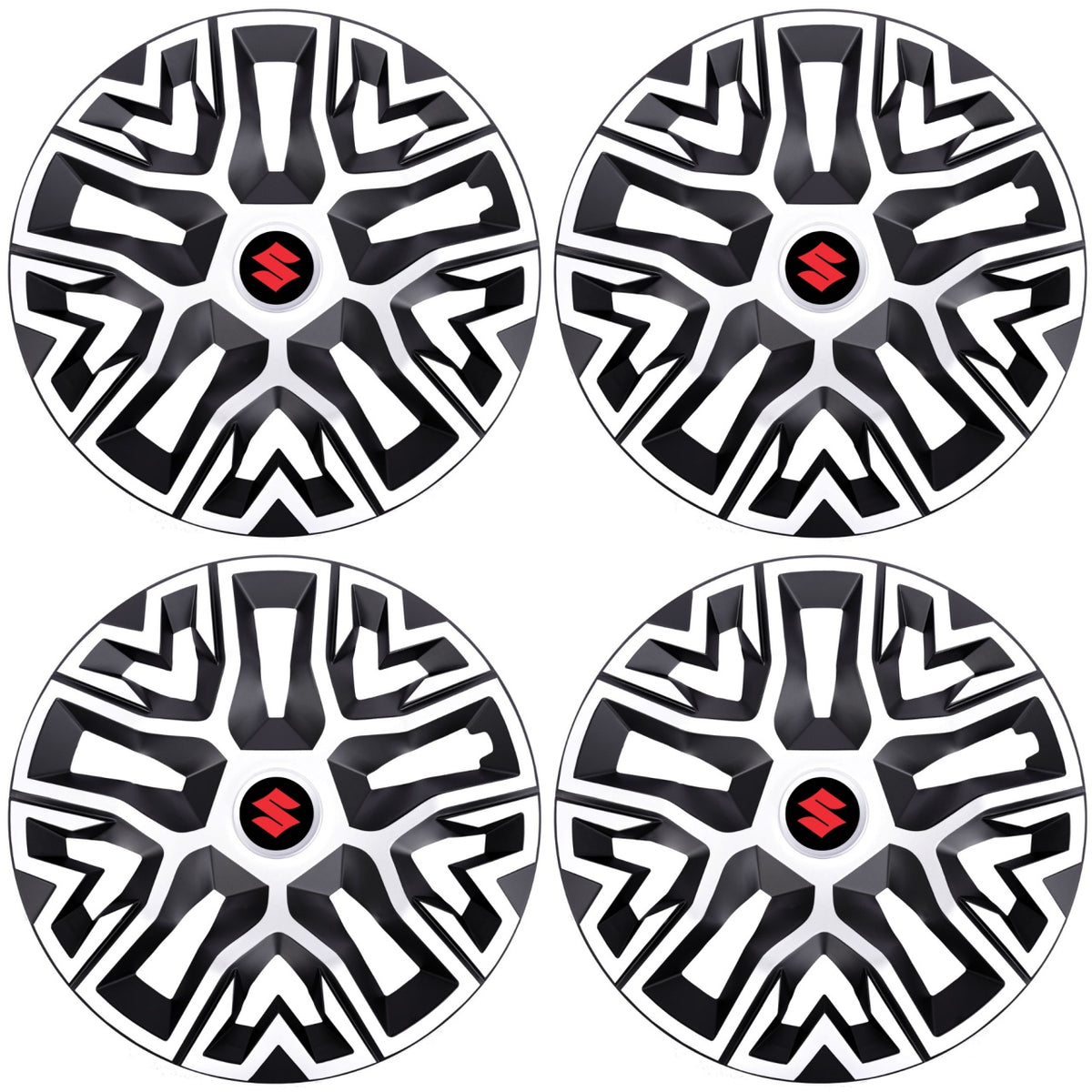 Set 4 Capace Roti 14 " Best Alb-Negru, Compatibile Cu Suzuki