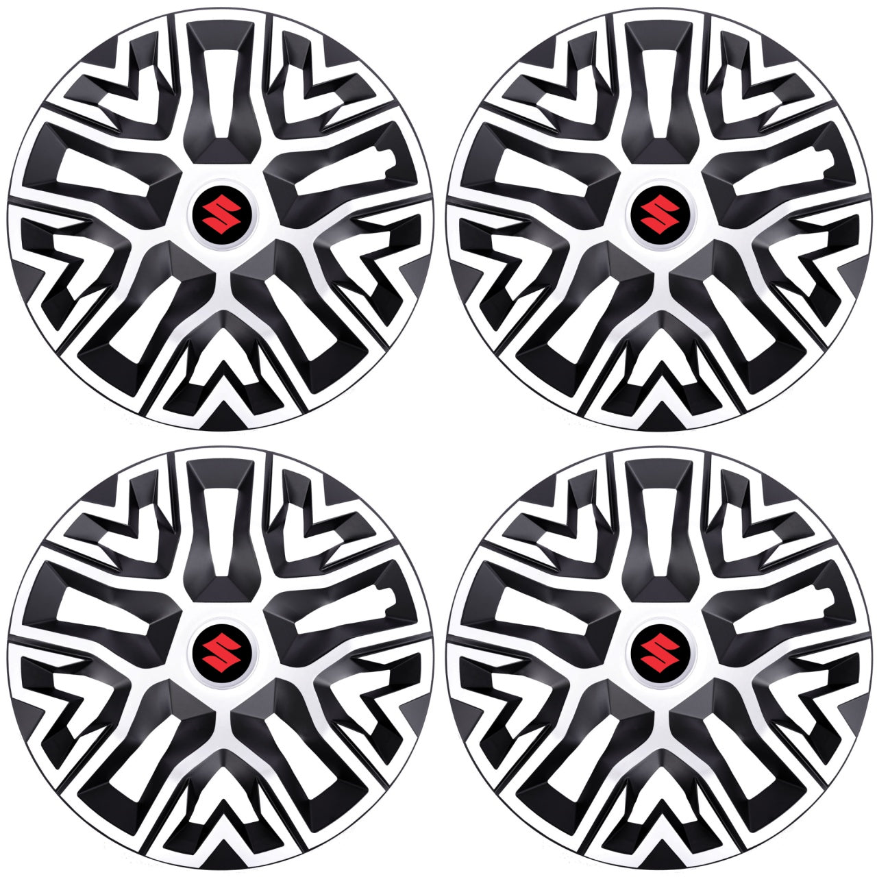 Set 4 Capace Roti 14 " Best Alb-Negru, Compatibile Cu Suzuki