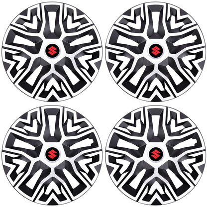 Set 4 Capace Roti 14 " Best Alb-Negru, Compatibile Cu Suzuki