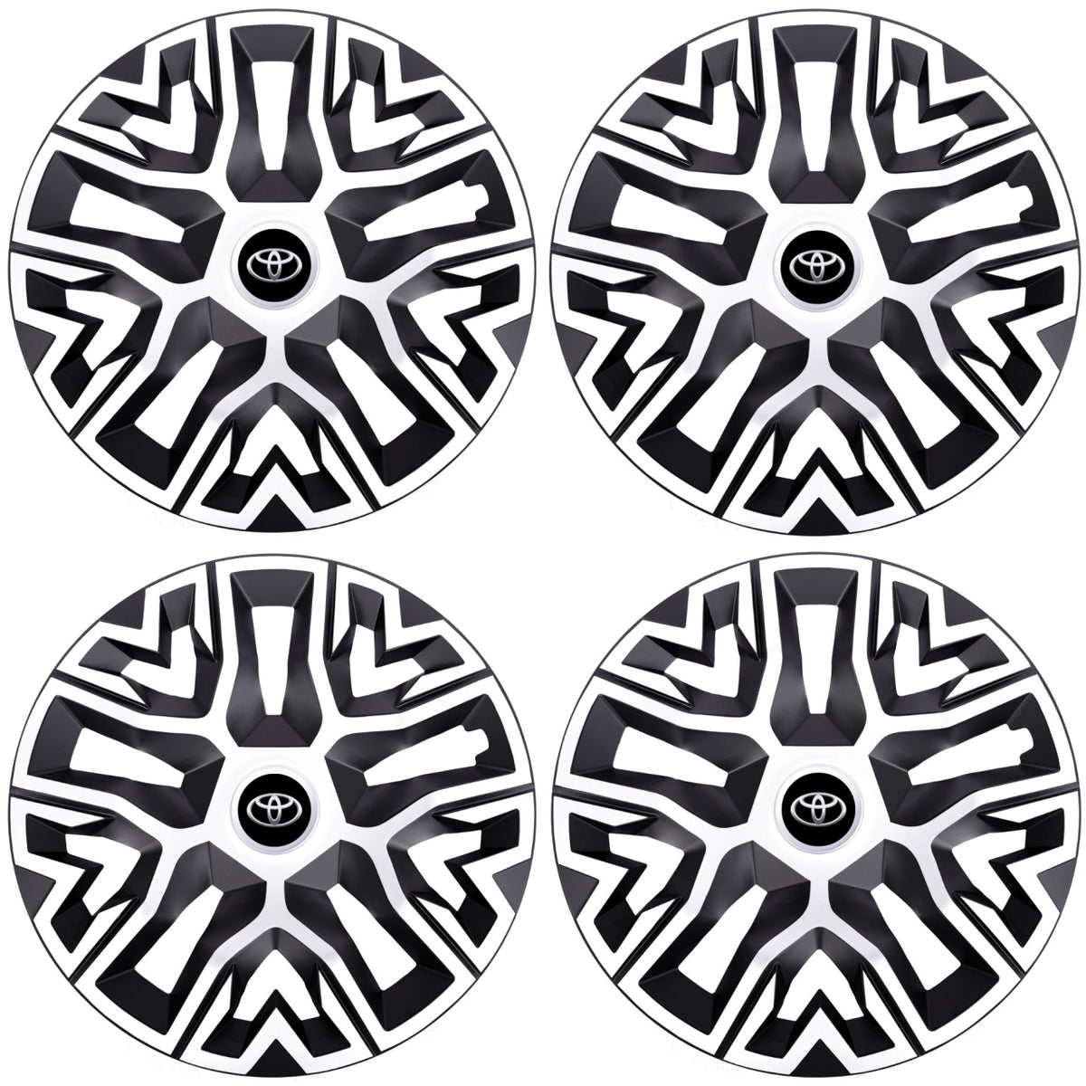Set 4 Capace Roti 14 `` Best Alb-Negru, Compatibile Cu Toyota