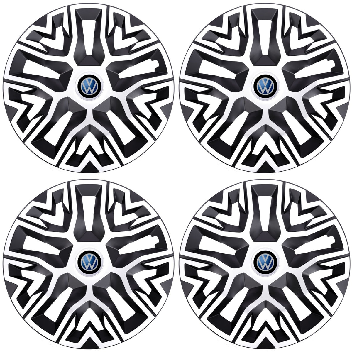 Set 4 Capace Roti 14 " Best Alb-Negru, Compatibile Cu Volkswagen