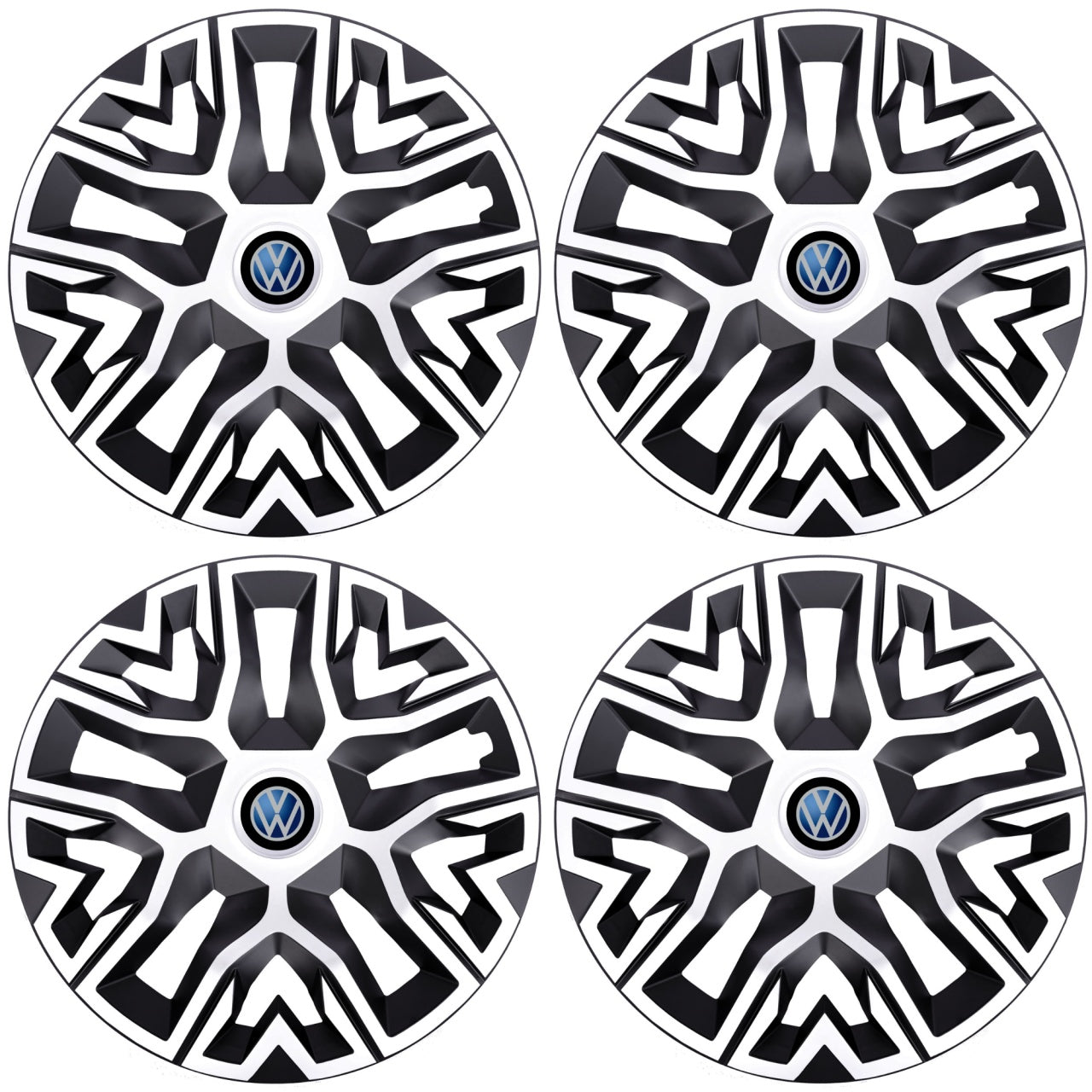 Set 4 Capace Roti 14 " Best Alb-Negru, Compatibile Cu Volkswagen