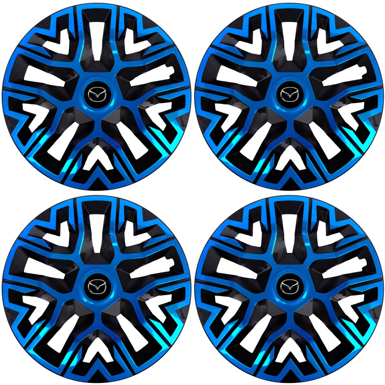 Set 4 Capace Roti 14 inchi (R14), Best Albastru-Negru, Compatibile Cu Mazda