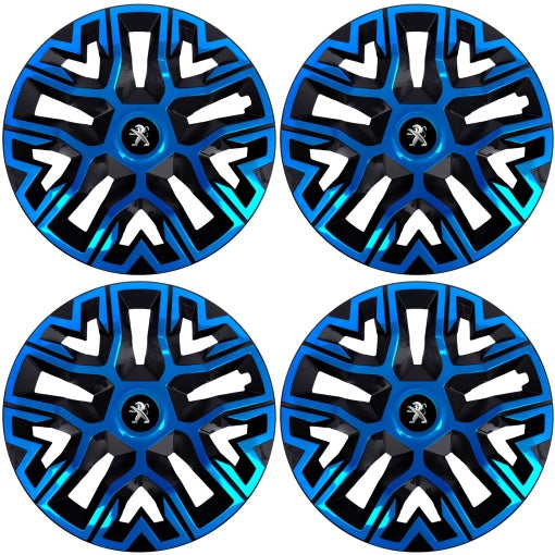 Set 4 Capace Roti 14 " Best Albastru-Negru, Compatibile Cu Peugeot