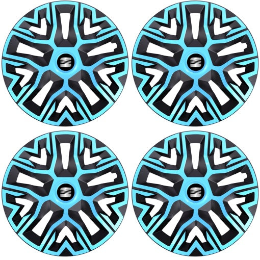 Set 4 Capace Roti 14 " Best Azur-Negru, Compatibile Cu Seat