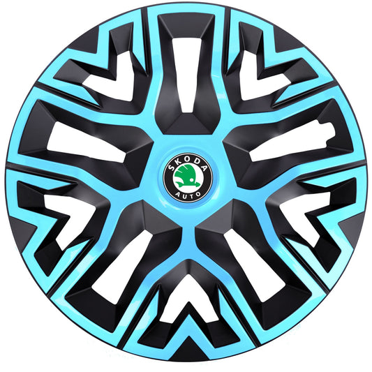 Set 4 Capace Roti 14 inchi (R14), Best Azur-Negru, Compatibile Cu Skoda
