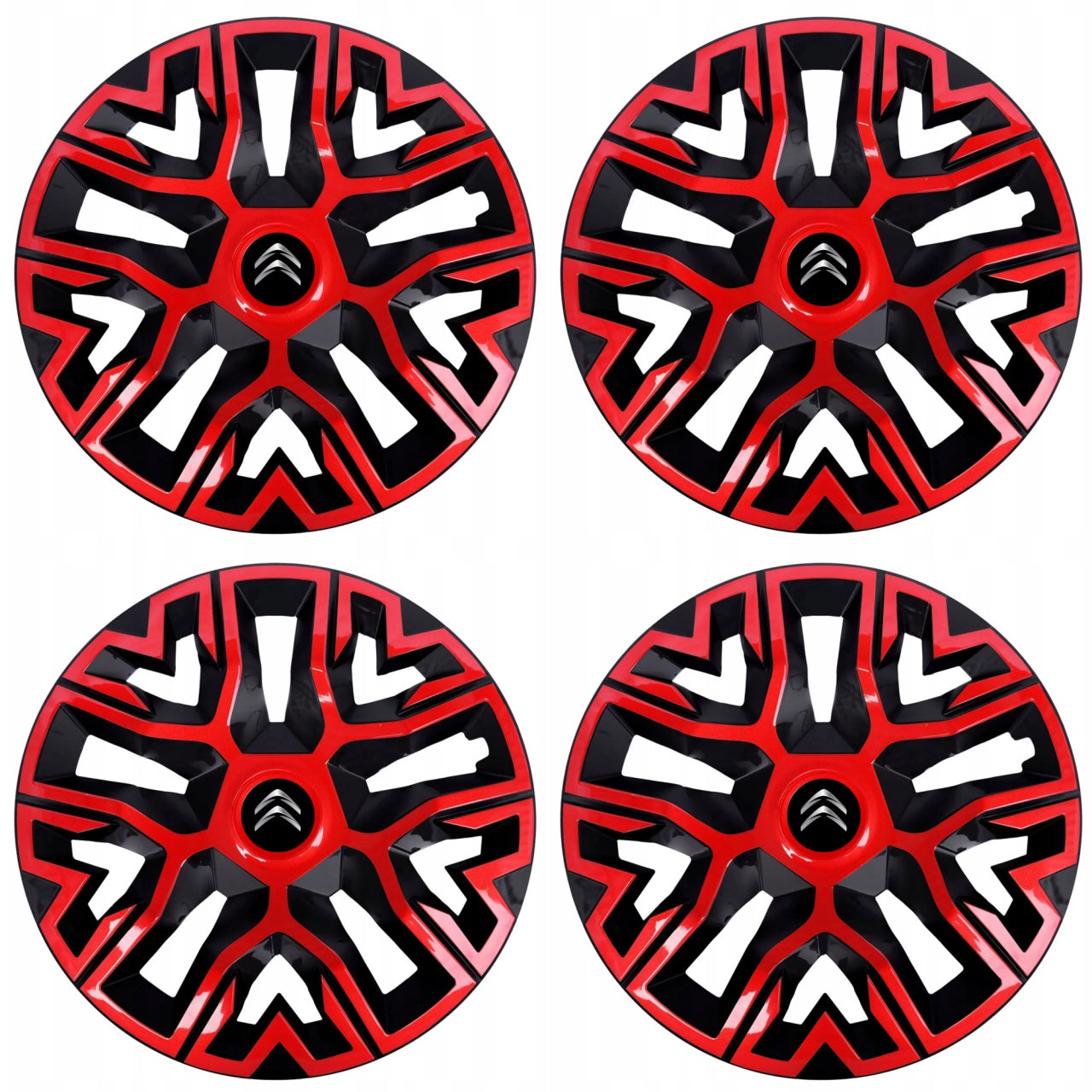 Set 4 Capace Roti 14 `` Best Rosu-Negru, Compatibile Cu Citroen