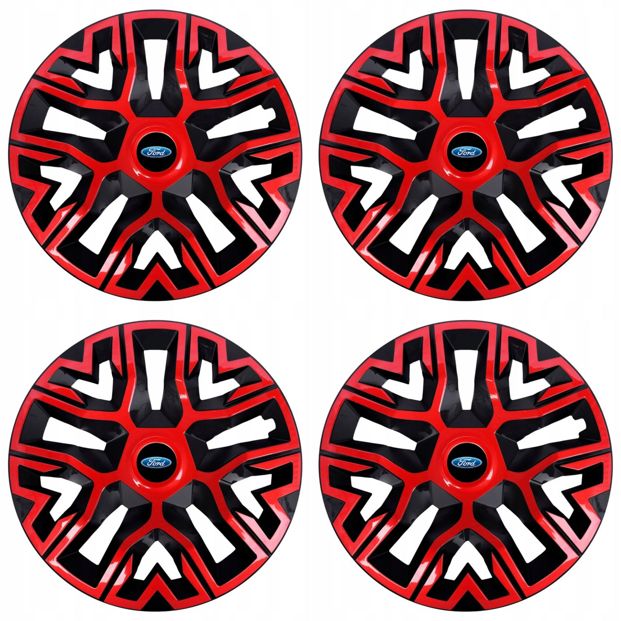 Set 4 Capace Roti 14 " Best Rosu-Negru, Compatibile Cu Ford