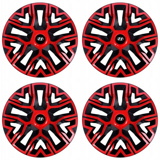Set 4 Capace Roti 14 inchi (R14), Best Rosu-Negru, Compatibile Cu Hyundai