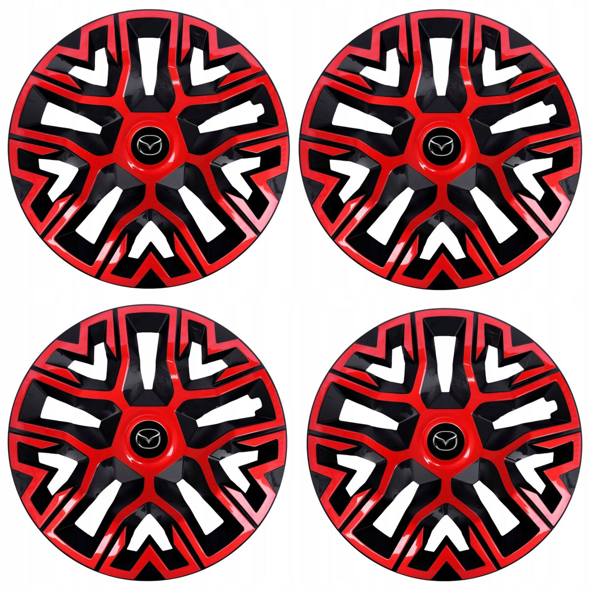 Set 4 Capace Roti 14 `` Best Rosu-Negru, Compatibile Cu Mazda
