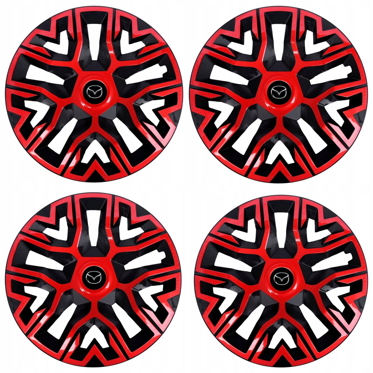 Set 4 Capace Roti 14 inchi (R14), Best Rosu-Negru, Compatibile Cu Mazda