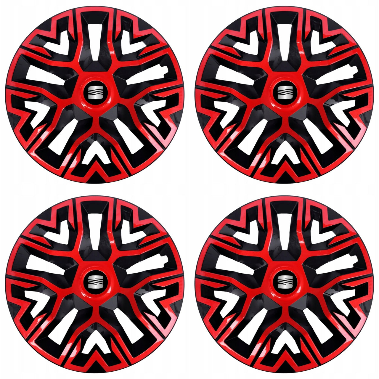 Set 4 Capace Roti 14 " Best Rosu-Negru, Compatibile Cu Seat
