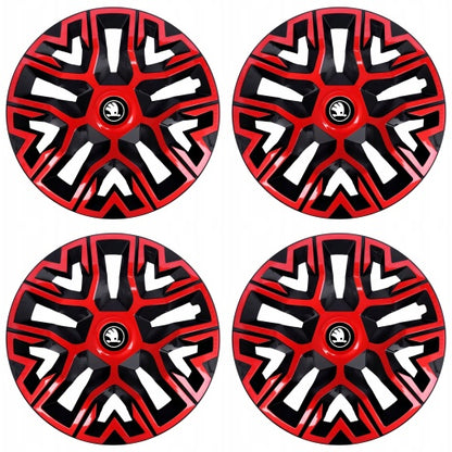 Set 4 Capace Roti 14 `` Best Rosu-Negru, Compatibile Cu Skoda Nou