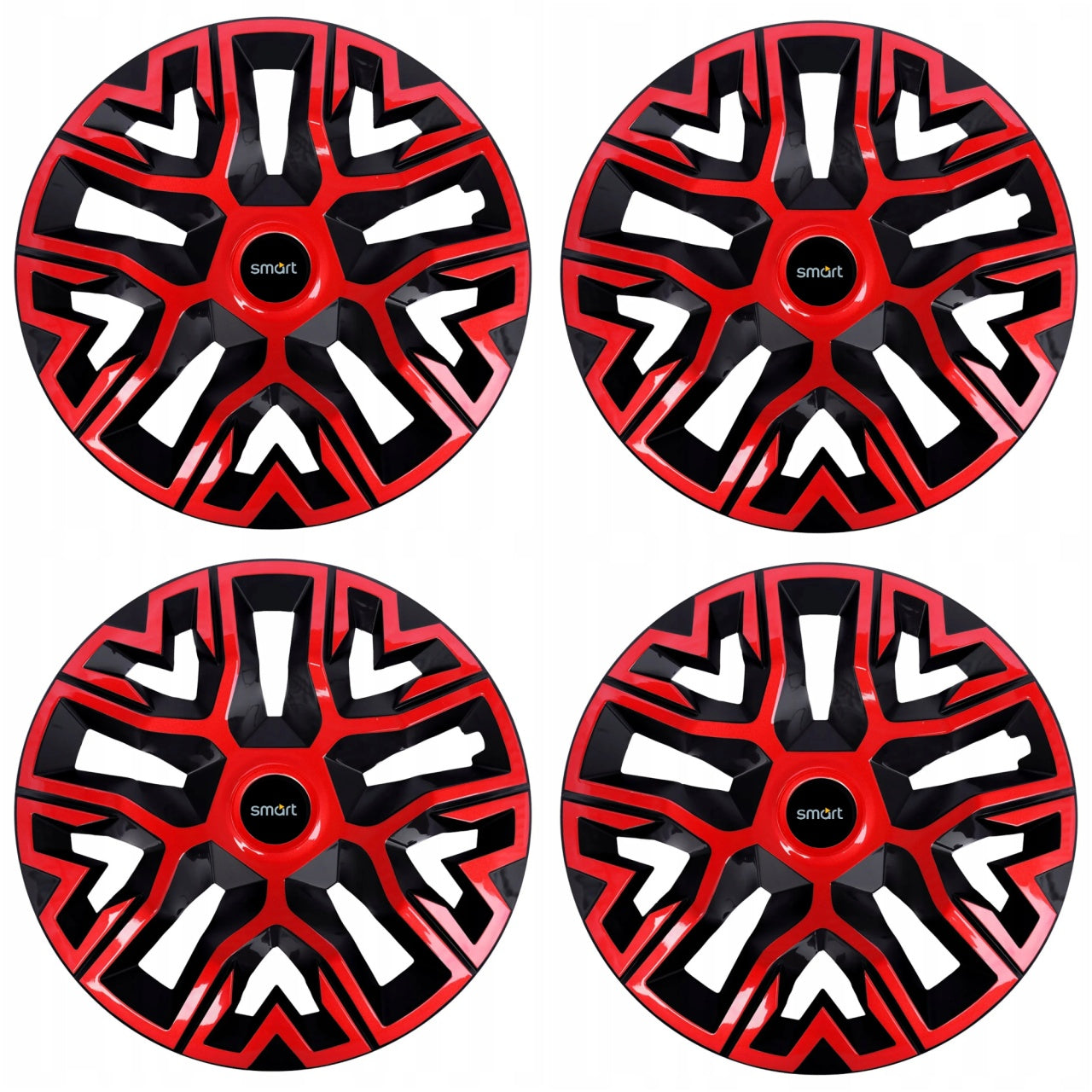 Set 4 Capace Roti 14 " Best Rosu-Negru, Compatibile Cu Smart