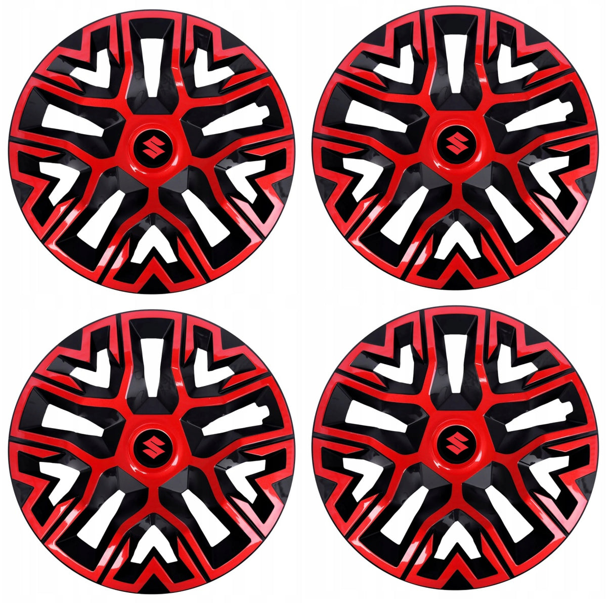 Set 4 Capace Roti 14 " Best Rosu-Negru, Compatibile Cu Suzuki