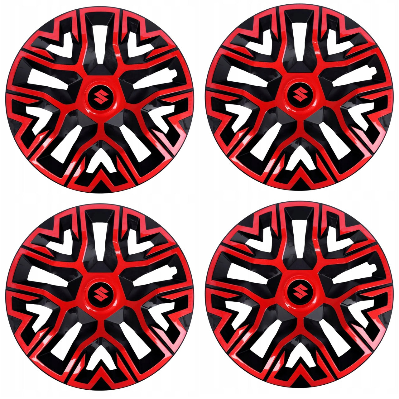 Set 4 Capace Roti 14 " Best Rosu-Negru, Compatibile Cu Suzuki