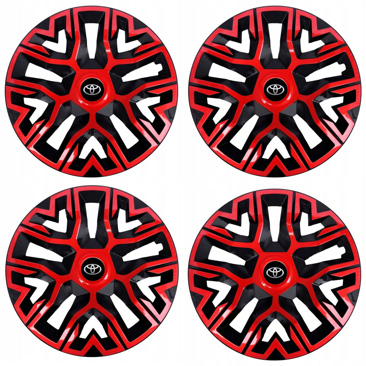 Set 4 Capace Roti 14 " Best Rosu-Negru, Compatibile Cu Toyota