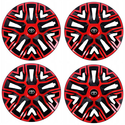 Set 4 Capace Roti 14 " Best Rosu-Negru, Compatibile Cu Toyota
