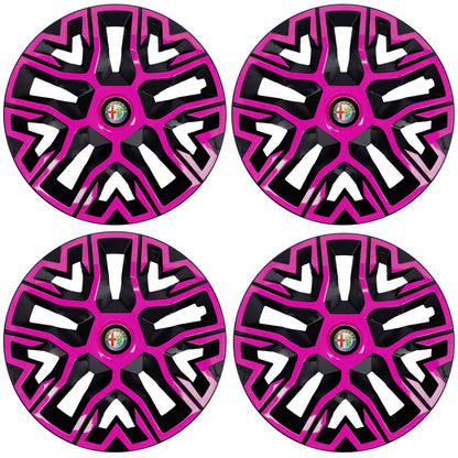 Set 4 Capace Roti 14 `` Best Roz-Negru, Compatibile Cu Alfa Romeo