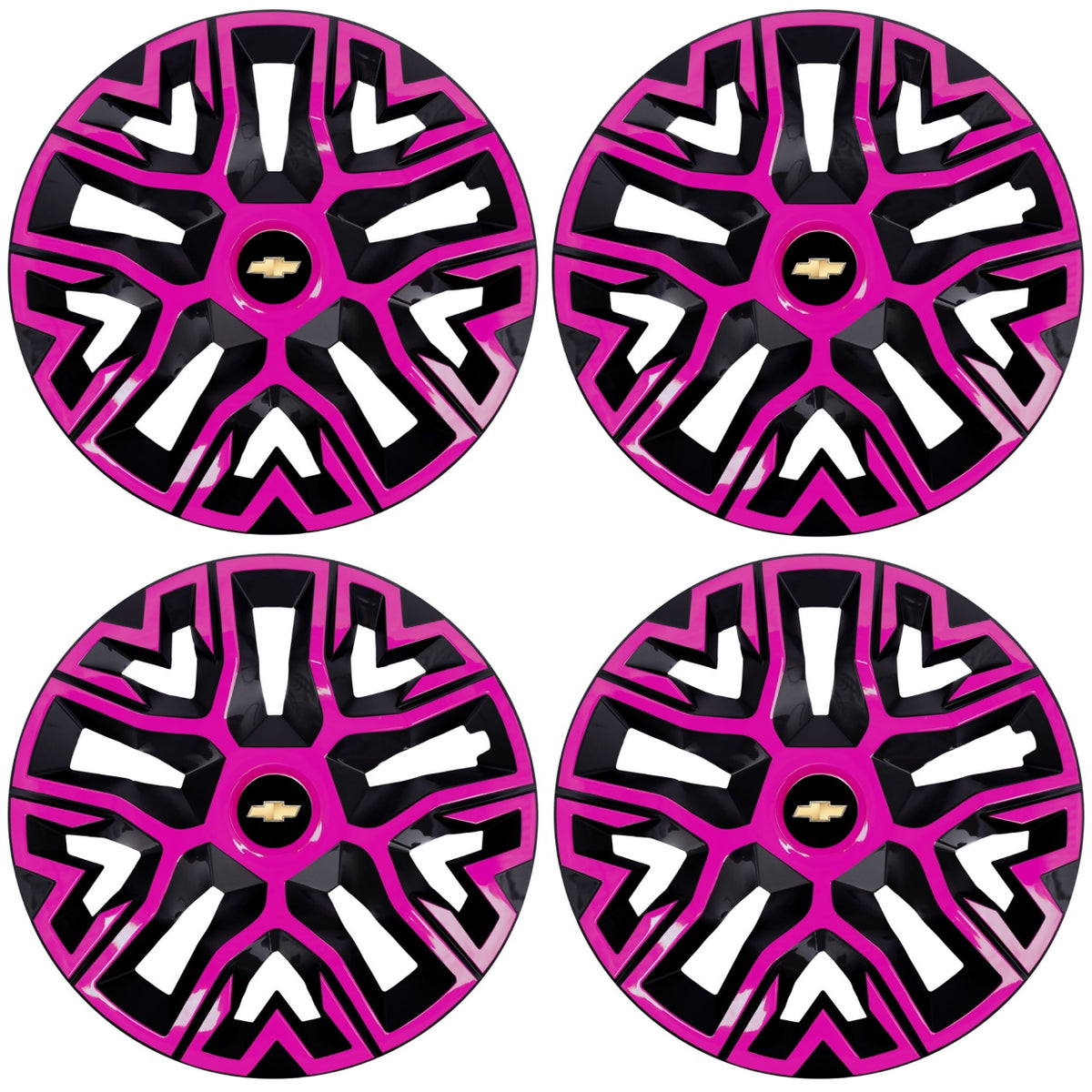 Set 4 Capace Roti 14 " Best Roz-Negru, Compatibile Cu Chevrolet
