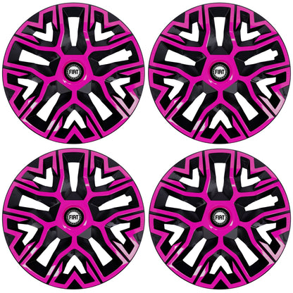 Set 4 Capace Roti 14 `` Best Roz-Negru, Compatibile Cu Fiat