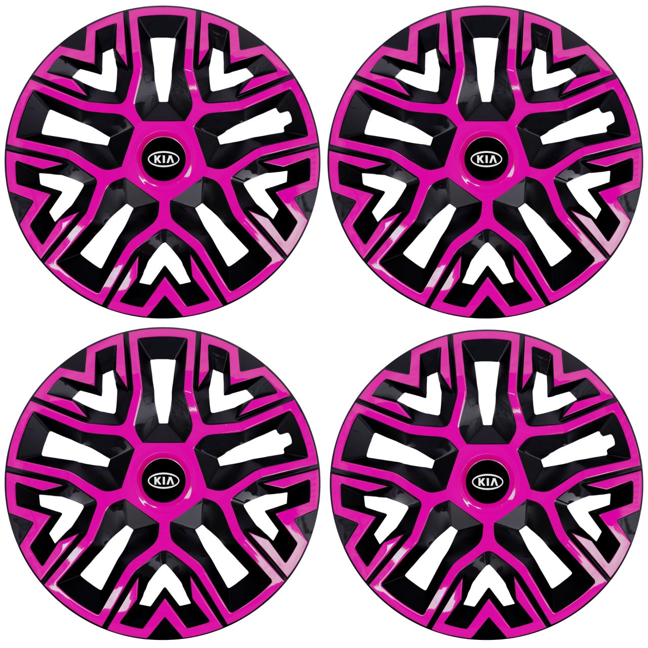 Set 4 Capace Roti 14 inchi (R14), Best Roz-Negru, Compatibile Cu Kia
