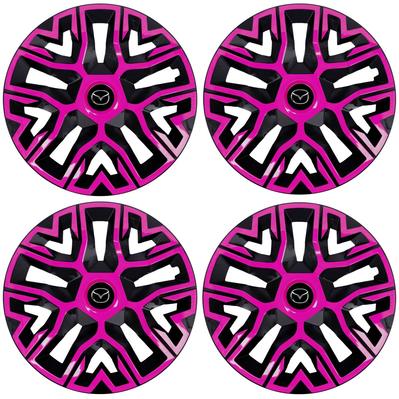Set 4 Capace Roti 14 inchi (R14), Best Roz-Negru, Compatibile Cu Mazda