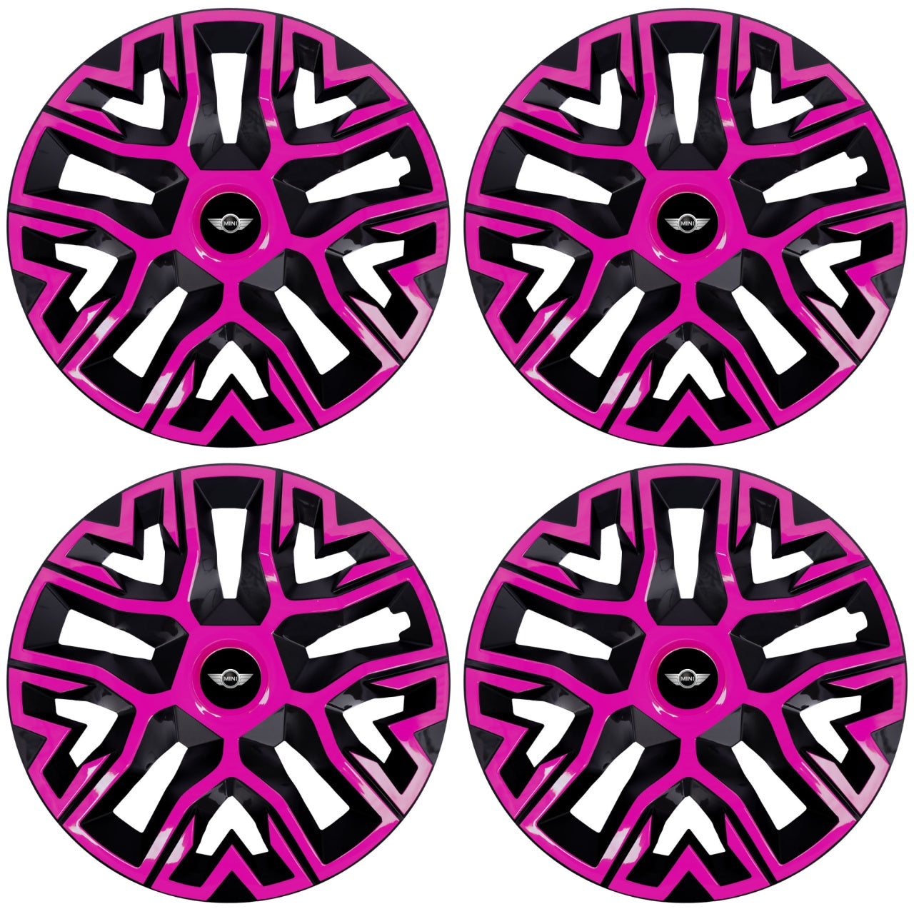 Set 4 Capace Roti 14 " Best Roz-Negru, Compatibile Cu Mini