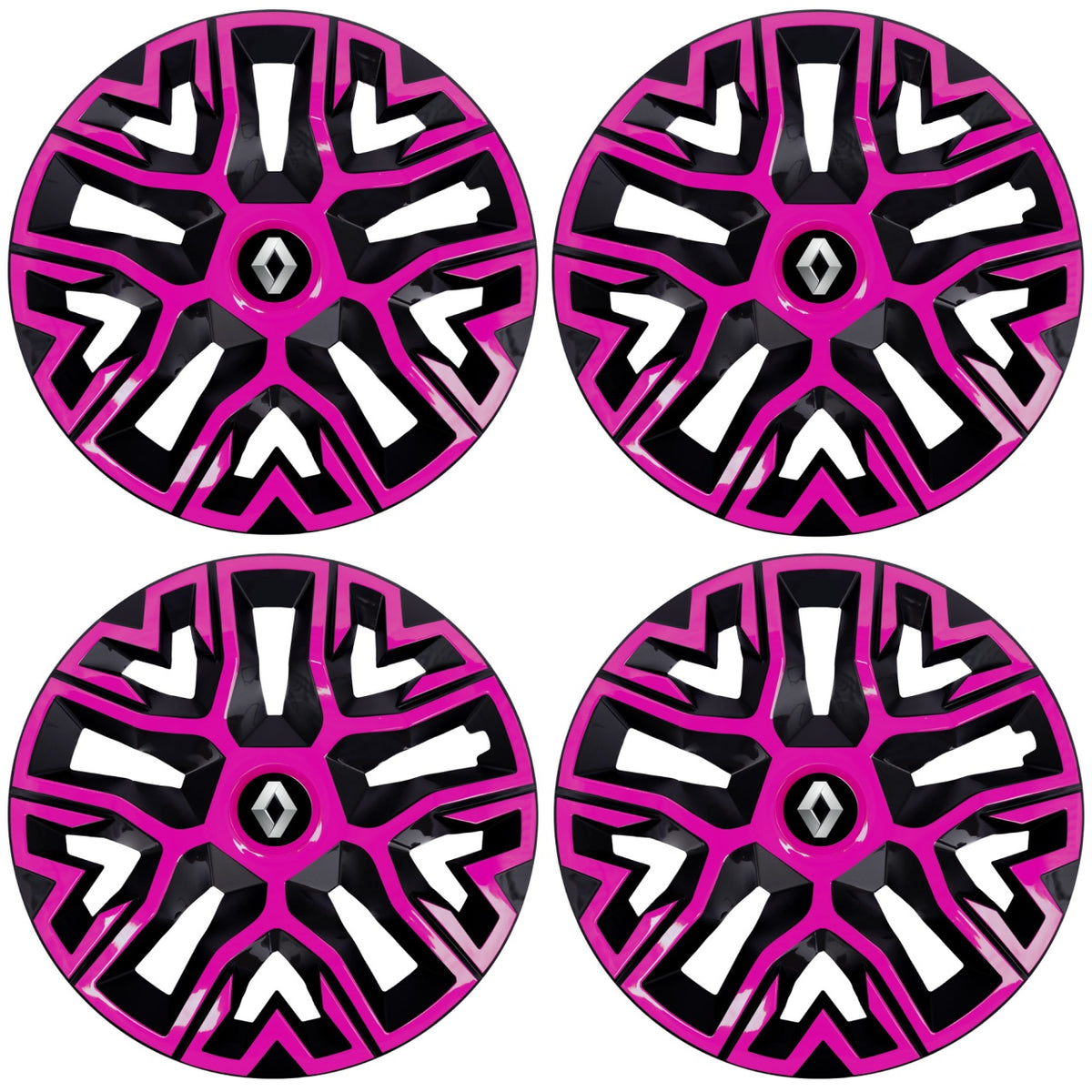 Set 4 Capace Roti 14 inchi (R14) Best Roz-Negru, Compatibile Cu Renault