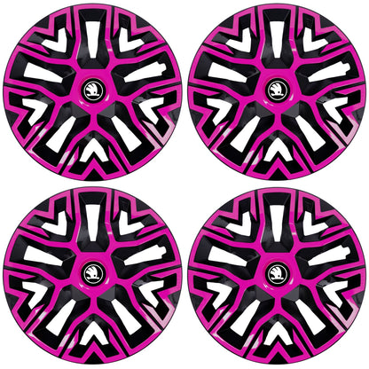 Set 4 Capace Roti 14 inchi (R14) Best Roz-Negru, Compatibile Cu Skoda Nou