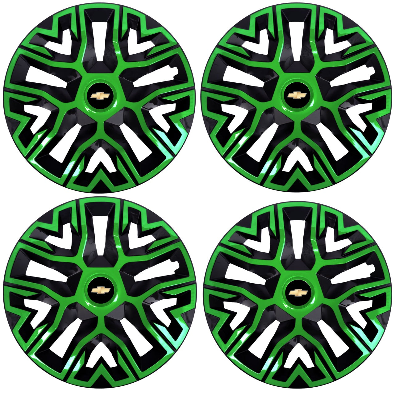 Set 4 Capace Roti 14 inchi (R14), Best Verde-Negru, Compatibile Cu Chevrolet