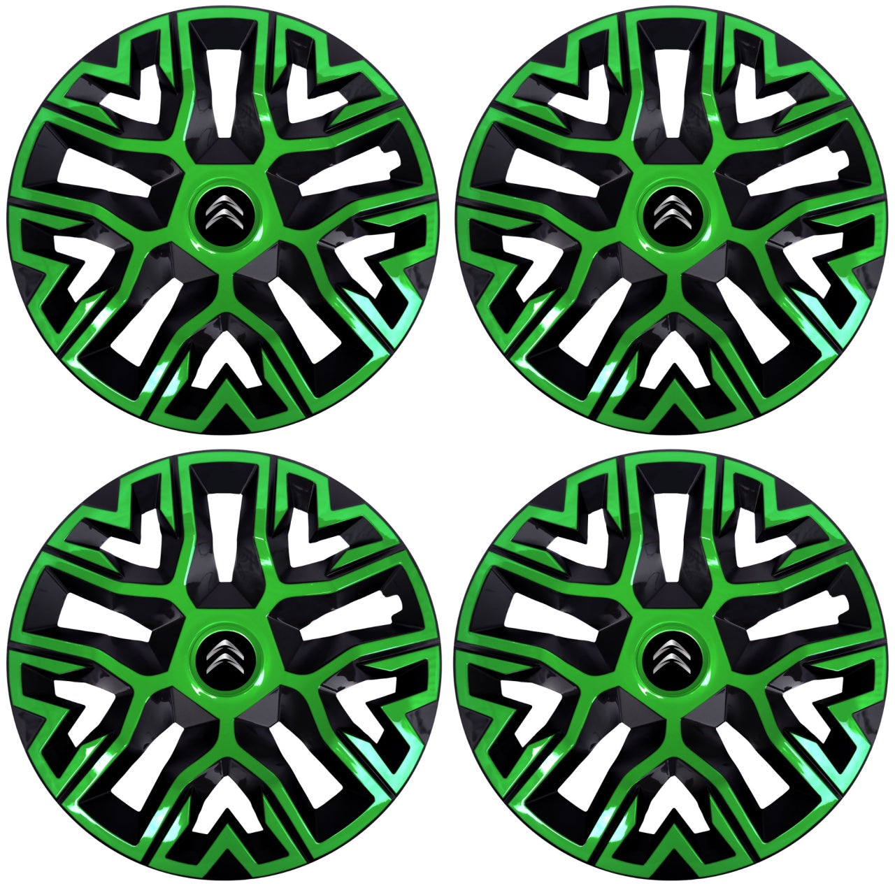 Set 4 Capace Roti 14 inchi (R14), Best Verde-Negru, Compatibile Cu Citroen