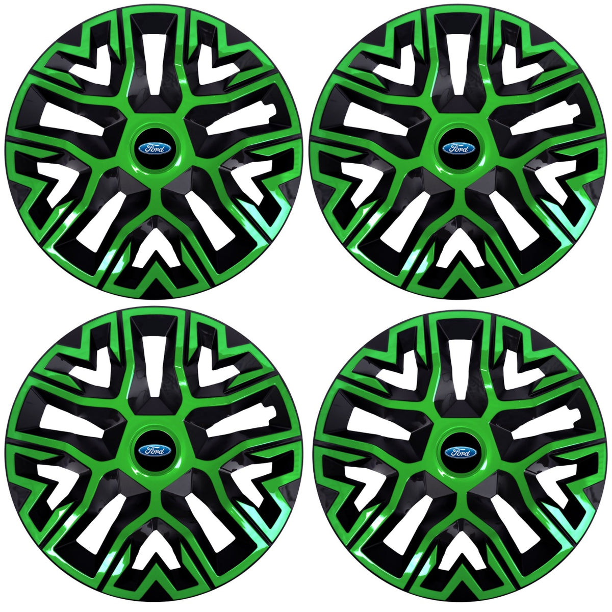 Set 4 Capace Roti 14 `` Best Verde-Negru, Compatibile Cu Ford