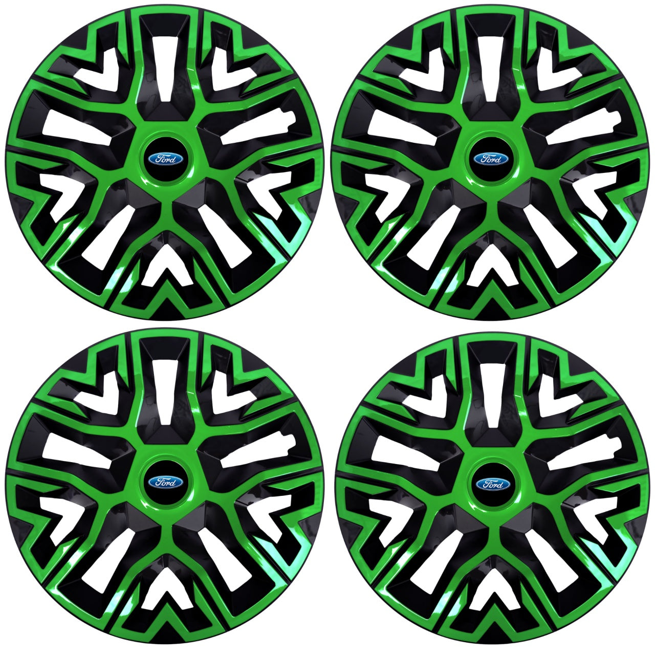 Set 4 Capace Roti 15 inchi (R15), Best Verde-Negru, Compatibile Cu Ford