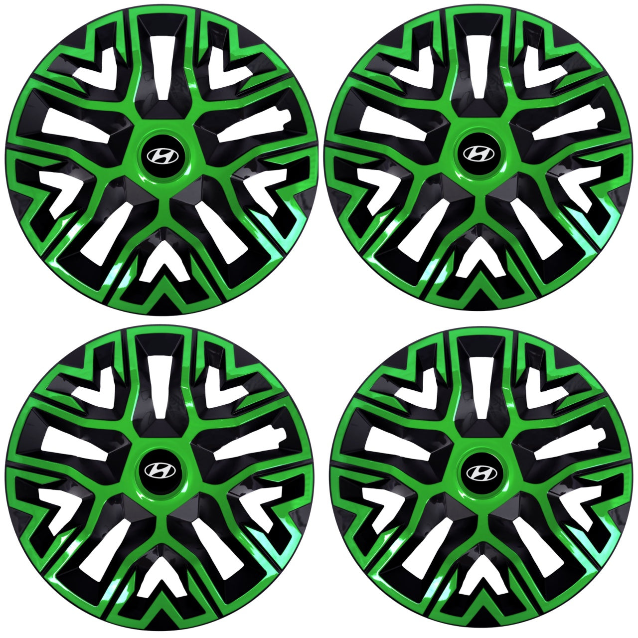 Set 4 Capace Roti 14 inchi (R14), Best Verde-Negru, Compatibile Cu Hyundai