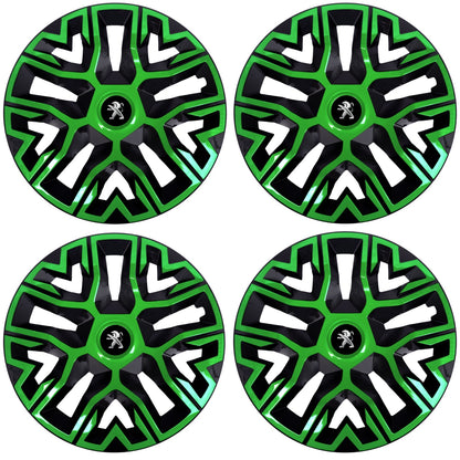 Set 4 Capace Roti 14 `` Best Verde-Negru, Compatibile Cu Peugeot