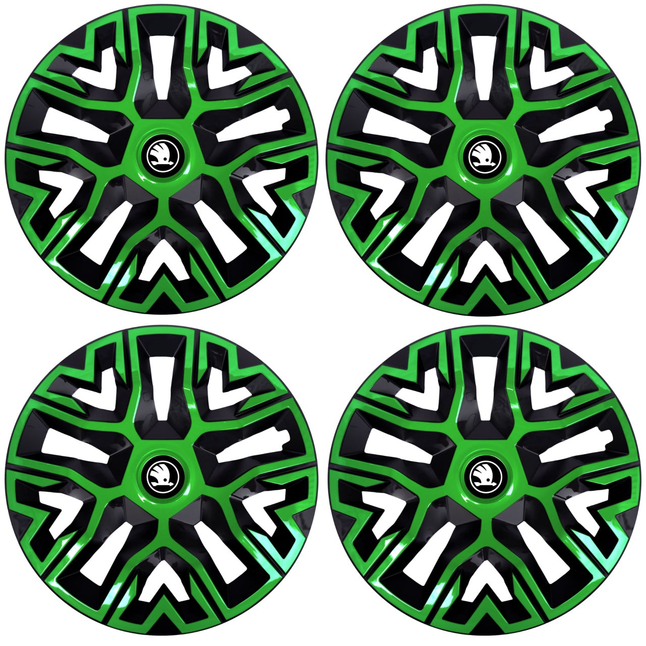 Set 4 Capace Roti 14 `` Best Verde-Negru, Compatibile Cu Skoda Nou
