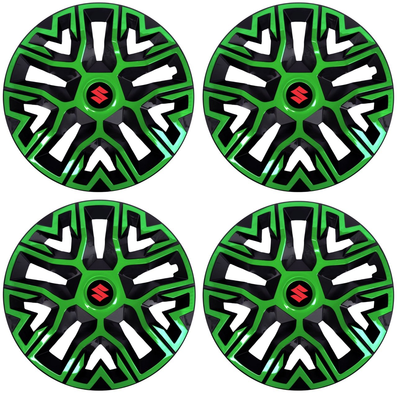Set 4 Capace Roti 14 `` Best Verde-Negru, Compatibile Cu Suzuki