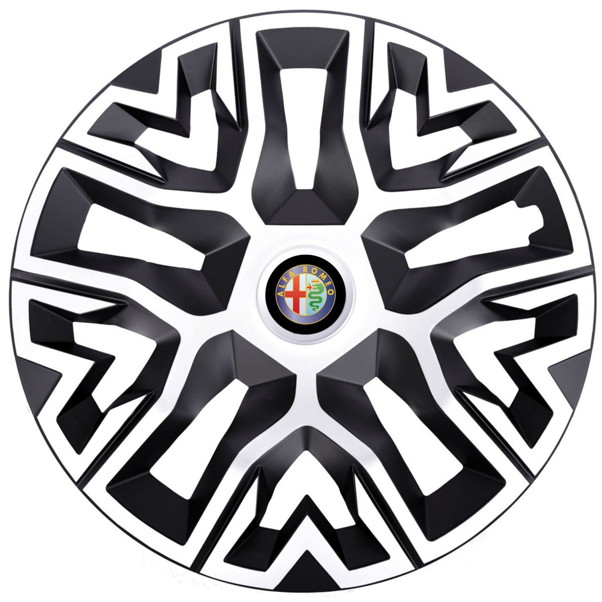 Set 4 Capace Roti 15 " Best Alb-Negru, Compatibile Cu Alfa Romeo