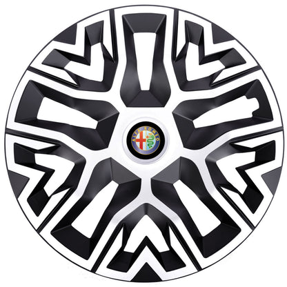 Set 4 Capace Roti 15 " Best Alb-Negru, Compatibile Cu Alfa Romeo