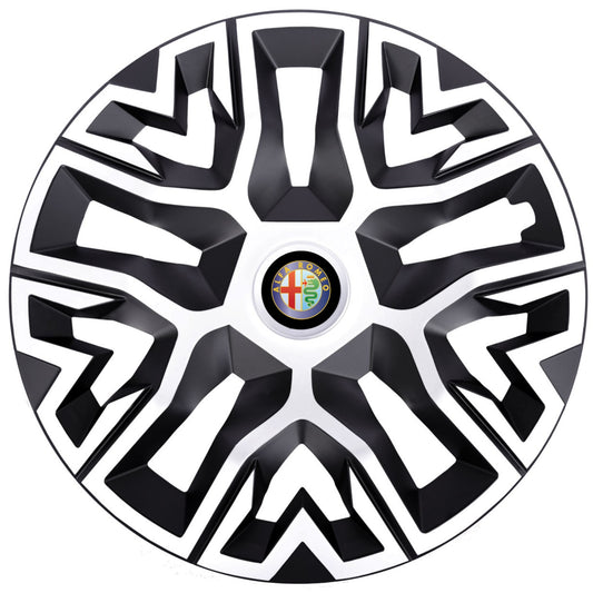 Set 4 Capace Roti 15 " Best Alb-Negru, Compatibile Cu Alfa Romeo